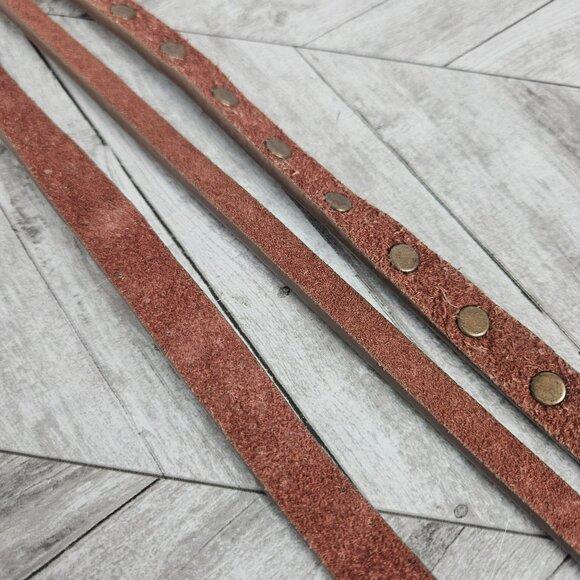 Studded 3 Strand Brown Leather Belt Womens M Country Western Rodeo Bling - Picture 8 of 11